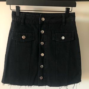 Black Button-up Mini Skirt